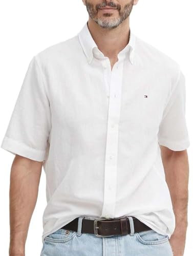 Tommy Hilfiger Chemisette Blanche Homme Linen Solid Blanc 42FR