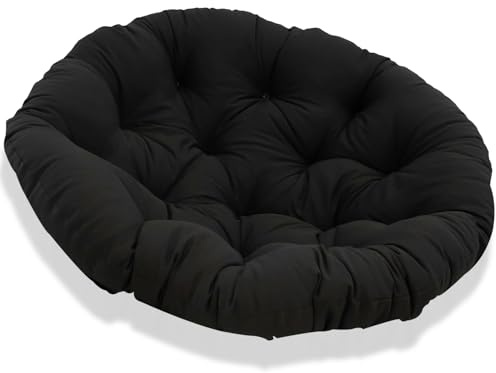 JIcloun Papasansessel Kissen 180cm, Stuhlkissen für Papasan Chair, Wasserdicht Dicke Bodenkissen Rund Groß, Runde Ersatzpolster für Hängesessel Rattansessel Korbsessel Outdoor Gartenmöbel Schwarz