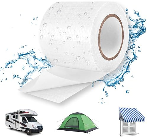 Lechin Lkw Plane Reparaturset, 5,7cm x 5m Zelt Reparaturset, Professionell Reparaturband Wasserdicht, PE Textilklebeband für Lkw Abdeckplane Markise Zelt, Weiß