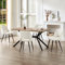 ANVOFONG Essgruppen Esstisch mit 4 beige Stühlen,140 x 80 x 76 cm Dunkelbraun Rechteckig Esstisch aus Holz mit Esszimmerstühle mit Skelettierte Rückenlehne,für Küche Esszimmer und Wohnzimmer