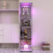 Glasvitrine Standvitrine, Schrank für Sammlung mit LED, mit 1 Tür 4 Einlegeböden transparent Möbel Vitrine Glas Vitrine Figur Glasvitrine Wohnzimmer Bar (4 Etagen, 1 Tür + LED Spiegeleffekt, weiß)