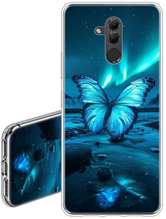 JEZSTHAI Handyhülle Kompatibel mit Huawei Mate 20 Lite Hülle Silikon Transparent Weiche Fallschutz Stoßfeste Kratzfeste Durchsichtige Schutzhülle mit Schmetterling Aesthetic Muster
