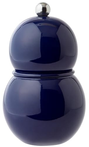 Addison Ross Chubbie Bobbin Salt or Pepper Mill – Easy Twist Ceramic Grinder – Sustainable Rubber Wood – Modern Design – Ideal Wedding Gifts or Housewarming Gift – Kitchen Accessories – Navy – 12cm