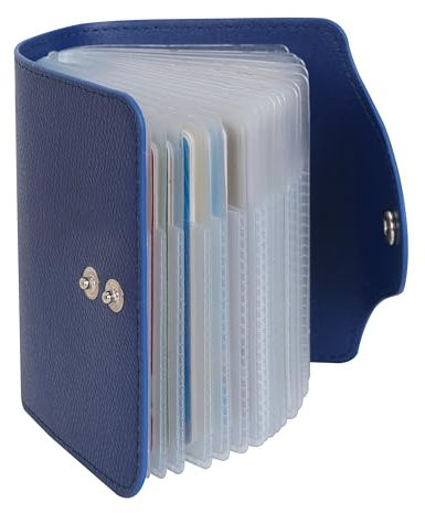 IHIGOGOFA Porta Carte di Credito Pelle per Donna Uomo 40 Slots (Blu)
