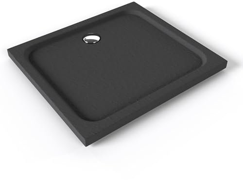 SHIMMER STONE Receveur de douche 80 x 90 cm acrylique Gris effet pierre + bonde et siphon inclus - Salle de bain