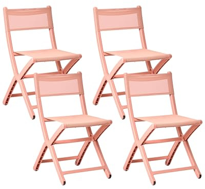 Beliani Set of 4 Plastic Dining Chairs Indoor Outdoor without Armrests Folding Coral Talca