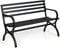 PHI VILLA Gartenbank Metall Wetterfest 124 cm, Outdoor Gartenstuhl Sitzbank Parkbank für 2-3 Sitzer mit Rückenlehne Armlehne für Garten, Balkon und Veranda, Schwarz