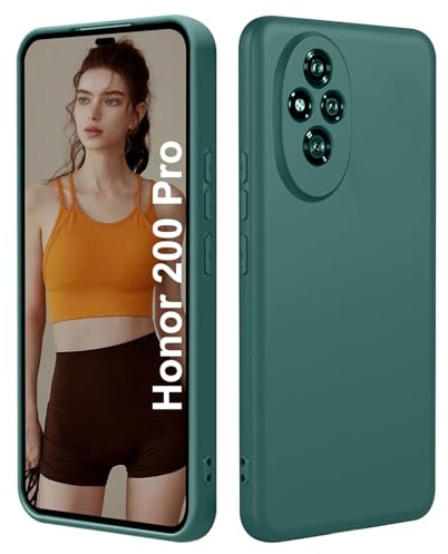 ISOI - Cover per Honor 200 Pro, Custodia Morbida in Silicone Liquido, Protezione Completa Antiurto Ultra Sottile per il Corpo - Verde Notte