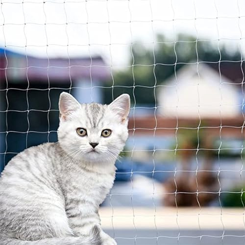Katzennetz Balkon 4x3m Fenster – Vogelnetz Vogelschutz mit 15m Befestigungsseil, Bohrfrei & UV-beständig für Außenbalkon, Treppenhaus, Haustiersicherheit (6 x 3 m)