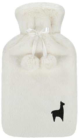 Nordstern Wärmflasche Beige mit Weichem Bezug 1,8 L - Große Auslaufsichere Bettflasche mit weichem Plüsch Wärmflaschenbezug - Ideal für Erwachsene, Kinder, und Teenager