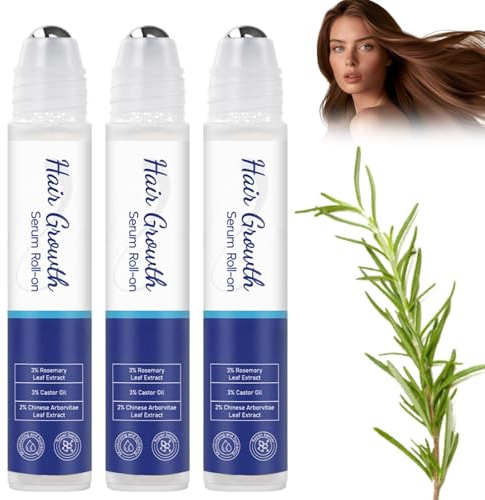 Rosmarin Haarwachstumsserum Roll-On, Natürliches Haarserum & Kopfhautpflege, Roll-On Haarserum für alle Haartypen, Pflegt die Kopfhaut & Unterstützt gesundes Haar, 3 Stück