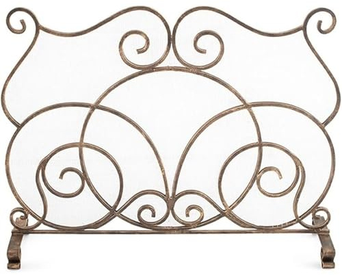 JIAOCKJIAO Einzelner Kaminschutzgitter aus Metallgitter, Schmiedeeiserner Funkenschutzgitter Kleiner, Freistehender Schutzschirm, Ofenschutzgitter für Die Heimdekoration.