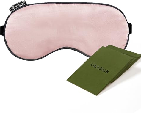 LILYSILK 100% Seide Schlafmaske mit Verstellbare Riemen für Besserer Schlaf | Füllung aus 100 % Seide, Leicht und weich, Tragbar, Gute lichtabschirmende Eigenschaften, Augenpflege, Rosa