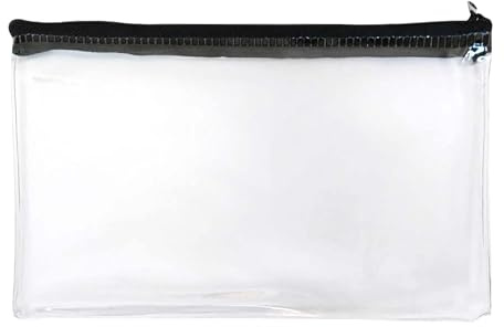 Janrax 8x5 inch Black Zip Clear Exam Pencil Case