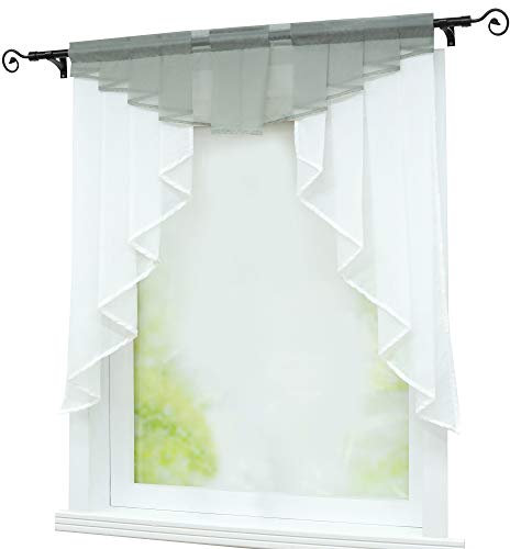 Joyswahl Kleinfenster Scheibengardine Voile Bistrogardine »Gerda« mit Tunnelzug Transparente Gardine Stores BxH 120x145cm Grau 1er Pack