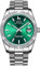 BUREI Herren Uhren Analoge Quarzuhr Grünes Zifferblatt Datumsanzeige Silber Edelstahlband Watch for Men