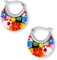 Boucles d'oreilles créoles colorées en verre Millefiori de style Murano pour femme - Motif marguerite - Bijoux en acier inoxydable - Cadeau d'anniversaire tendance pour femme - 11,6 g, Medium, Verre,