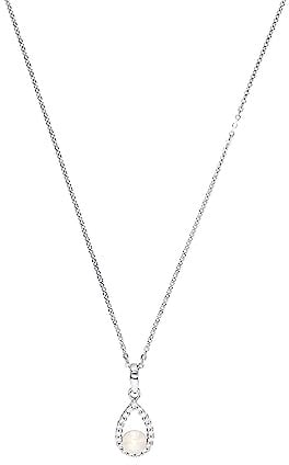Amor Kette mit Anhänger 925 Sterling Silber Damen Halsschmuck, mit Zirkonia synth., mit Süßwasserzuchtperle, 45 cm, Silber, Kommt in Schmuck Geschenk Box, 2026030