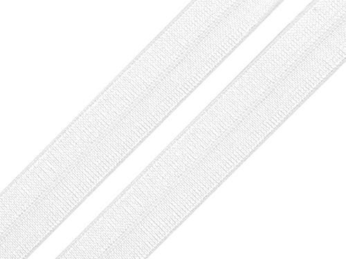 25m Falzgummi 20mm Faltgummi elastisches Einfassband Schrägband Saumband Farbwahl, Farbe:weiß