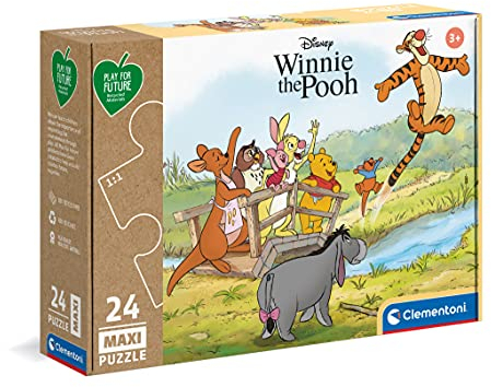 Clementoni 20259 Maxi Play for Future Winnie The Pooh – Puzzle 24 Teile ab 3 Jahren, Kinderpuzzle aus recyceltem & recycelbarem Material, Denkspiel für Kinder