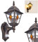 Außenwandleuchte Antibes m. Bewegungsmelder, Wandlampe aus Aluguß in Braun/Gold m. Klarglas-Scheiben, Wandleuchte für Terrasse/Hof m. E27-Fassung im Antik Look, ohne Leuchtmittel