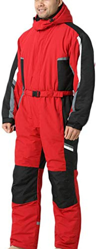cffvdiz Skianzug Für Männer Frauen Einstücke Skianzüge Erwachsene Winter Im Freien wasserdichte Schneeuits Jumpsuits Overalls Für Schneesport,Rot,3XL