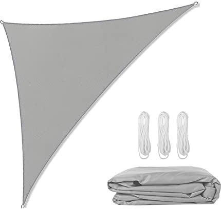 WMLBK Triangle Sun Sail Shade , Sun Shade Sail 4m x 4m x 5.7m, Grey Right Angle Garden Canopy Sun Shade Sail Canopy, Outdoor Garden Patio Party Sunscreen Awning, Triangle Canopy with 3 Free Rope
