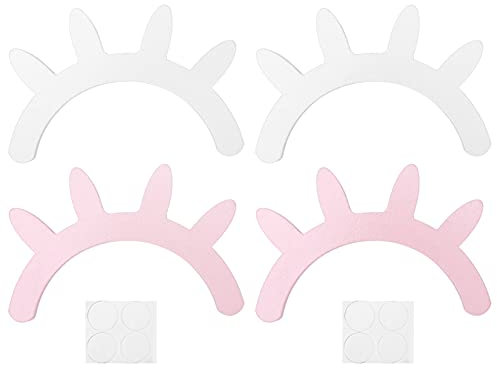 Tomotato 4 Stück 3D Wimpern Wandtattoo Wand Aufkleber Holz Wimpern Wandaufkleber Babyzimmer Deko Rosa Weiß Wanddekoration Wandtattoo Schlafende Wimpern Wand Aufkleber Schlafzimmer Wanddekoration