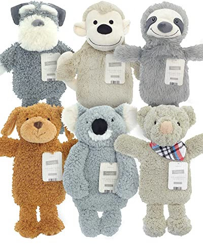 Novelty Animal Hot Water Bottle - 6 Extra Cute Animals to Collect - Perfect for Kids - Gift Idea - Schnauzer Dog/Koala/Sloth/Brown Cockapoo Dog/Teddy Bear/Monkey (Schnauzer Dog)