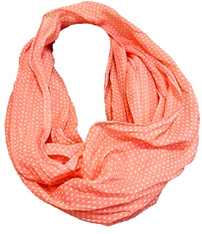 J26 Dots Punkte Seide Sommer Loop Farbverlauf Silk Uni Rundschal Schlauchschal Stola Schal leicht (Coral)