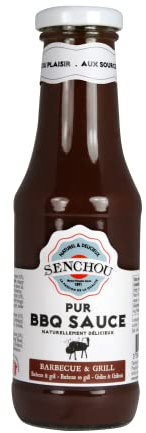 Pur Sauce BBQ - Accompagnement de Grillades, Barbecues, Légumes, Beignets, Tex-Mex - Sans Colorant et Additif - Vegan Friendly & Gluten Free - 360g, Bouteille en Verre 82% Recyclé - SENCHOU