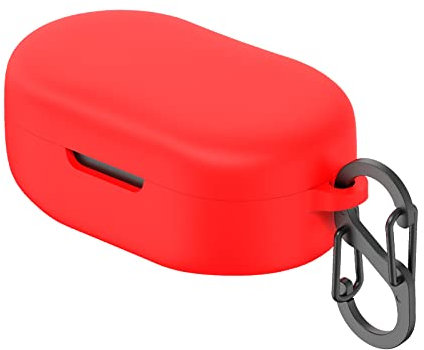 Geekria Schutzhülle aus Silikon, kompatibel mit JBL Quantum TWS True Wireless Earbuds, Kopfhörer Skin Cover, schützende Tragetasche mit Schlüsselbundhaken, Ladeanschluss zugänglich (rot)