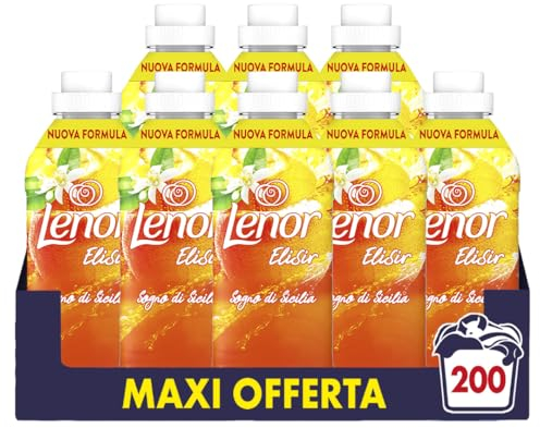 Lenor Elisir Ammorbidente Lavatrice Concentrato, 200 Lavaggi (8X25), Sogno Di Sicilia, Freschezza Di Lunga Durata E Morbidezza Di Origine Vegetale, Lenzuola Profumate Fino A 1 Settimana