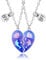 Hifot 2 Stück Halskette Damen Silber Freundschaftskette, Bff Ketten für 2 Mädchen, Kette Herz Anhänger, Blau Delfin Muschel Halskette Lang für Frauen Freundin Geschenk Personalisierter Schmuck
