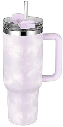 40oz Tumbler with Straw and Lid, Insulated Tumbler Stainless Steel Tumblers, Car Mug Outdoor Sports Travel Gift 40oz/1200ml Thermos Water Bottle - Purple Tie Dye