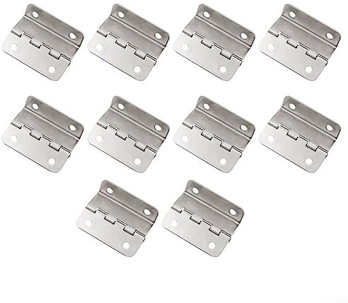 HpLive Lot de 10 charnières de caisse en bois, accessoires de matériel de charnière à angle droit à 4 trous à trois plis