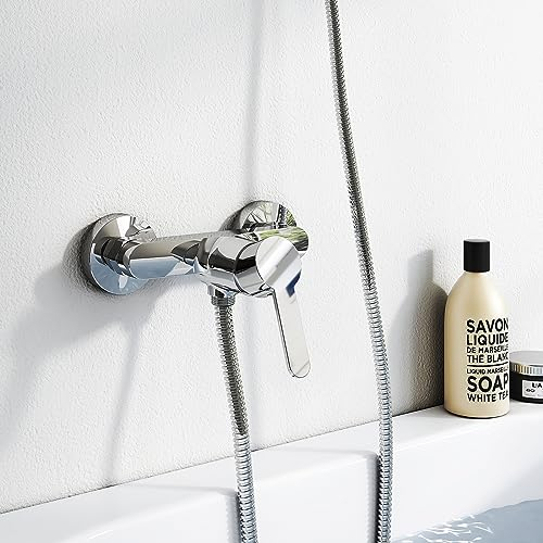 EMKE Badewannenarmatur Duscharmatur, Mischbatterie Badewanne Dusche, Duscharmaturen Aufputz, Einhebelmischer Dusche, Wannenarmatur Brausebatterie Chrom
