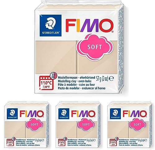 STAEDTLER 8020-70 - Fimo Soft Normalblock, Modelliermasse, 57 g, sahara, 1 Packung (Packung mit 4)