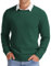NITAGUT Suéteres clásicos de punto con textura de gofre para hombre, cuello redondo, cálido, de manga larga, con borde acanalado, verde, XXL