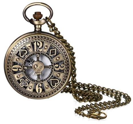 Avaner Taschenuhr mit Kette Poker: Analoge Quarz Taschenuhr mit Arabische Ziffern Pocket Watch Pullover Kette Geschenk für Männer Vater Ehemann Bruder