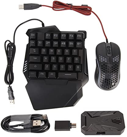 Einhand-Halb-Gaming-Tastatur- und Maus-Kombination, mit Tastatur- und Mauskonverter, Unterstützt für, Konsole, FPS, FTG-Spiele