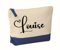 Trousse de Toilette, Pochette de Maquillage avec prénom personnalisée 20x15x5cm, Cadeau, noël, Femme (Nature/Bleu)