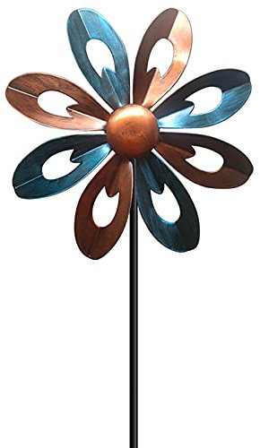Wnvivi Garden Wind Spinner,68cm Wrought Iron Wind Spinners Outdoor for Yard Art Decor,Metal Spinner Windmills for Garden Lawn Decoration(Blue)