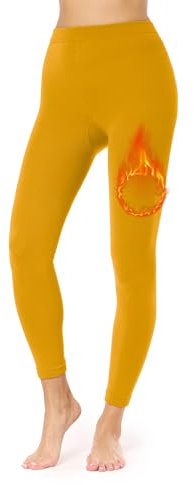 Merry Style Thermo Leggings Damen Gefütterte Thermoleggings Thermohose Damen Winter Leggings Damen Warm Outdoor Leggings für Damen Gefütterte MS-ATX-441 (Senf, XL/XXL)