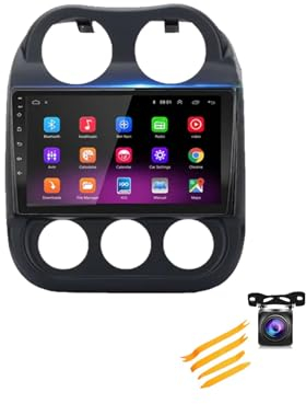 Android 12 Doppel Din Autoradio mit Navi for Jeep Compass Patriot, 2009-2015 9 Zoll Touchscreen Auto Radio Stereo mit WIFI FM Bluetooth MIC Lenkradsteuerung Rückfahrkamera ( Color : S3 pro 2G+32G )