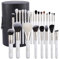 Set di 24 Pennelli Make-up Professionali con Custodia in Pelle | Pennelli di Lusso in Pelo Naturale e Sintetico