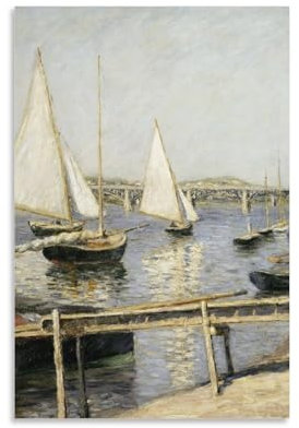 PURRCOCO Ajantey Segelschiff, Gustave Caillebotte, Maler-Poster, Gemälde auf Leinwand, Wandkunst, Poster, Rollbild, Wanddekoration, Heimposter, 50 x 75 cm