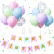 Happy Birthday Girlande, Pastell Geburtstagsdeko Banner mit 12 Zoll Bunte Latex Konfetti Ballons, Geburtstagparty Banner Dekorationen für Mädchen Frauen Jungen Männer