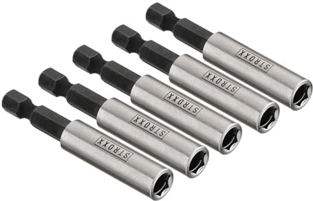 STROXX 5x Bithalter Impact - Magnetisch - Schnellwechsel - 1/4 Zoll Sechskant - 60mm Länge - passend für Bosch, Makita, Milwaukee Dewalt etc.