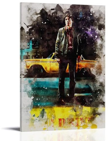 Taxi Driver Vintage-Filmposter für Zimmer, ästhetisches Leinwandposter, Wandkunst, Dekoration, Wohnzimmer, Schlafzimmer, Dekoration, Poster, 60 x 90 cm, Rahmenstil